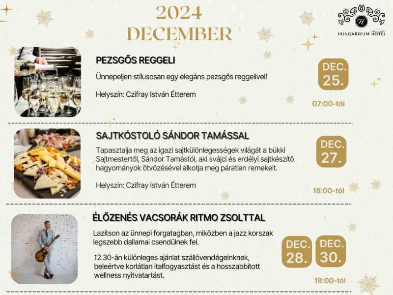 Varázslatos ünnepi programok a Hungarikum Hotelben!