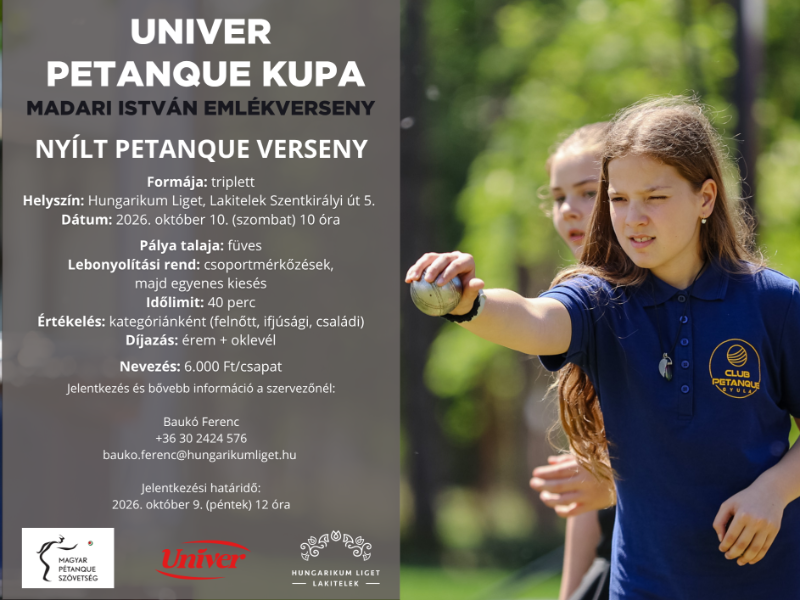 Univer Pétanque Kupa – Madari István Emlékverseny - nyílt verseny 
